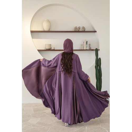 عباية لافندر بجوانب بليسية