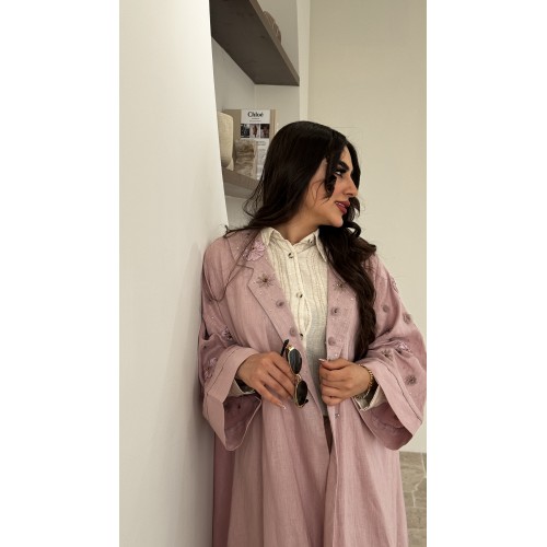 عباية اللينن البيبي بينك 
